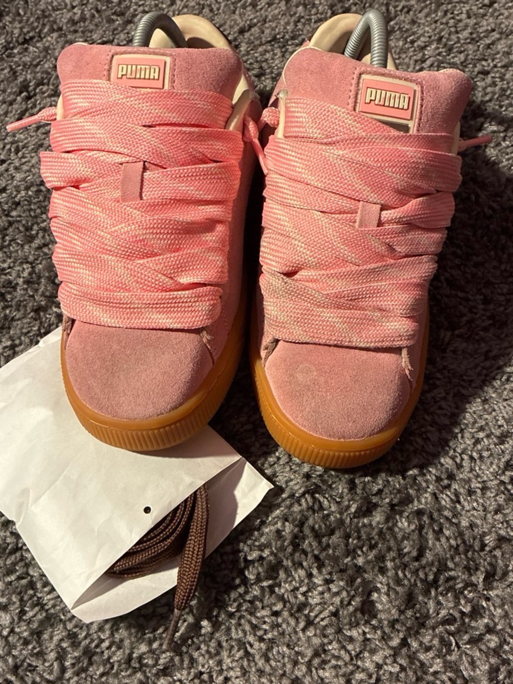 Puma Women's Pink Suede Platform Sneakers with Gum Sole